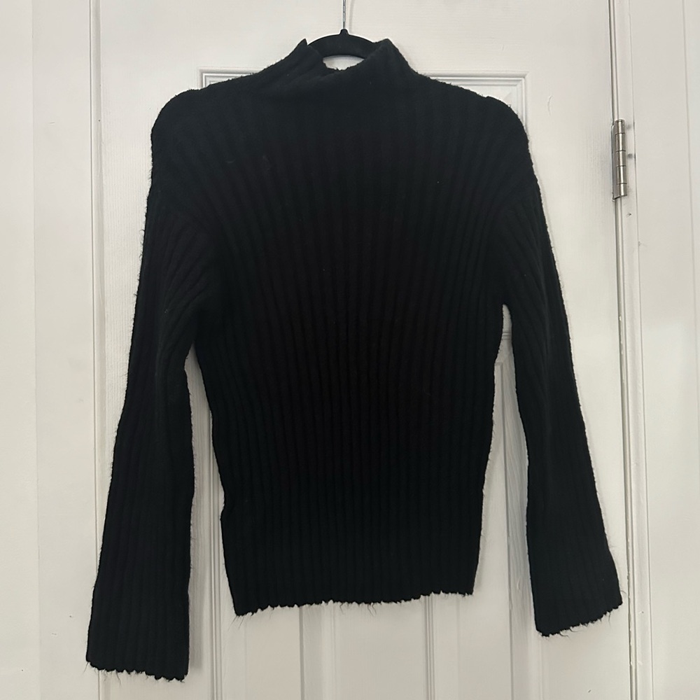Black mock neck knit sweater